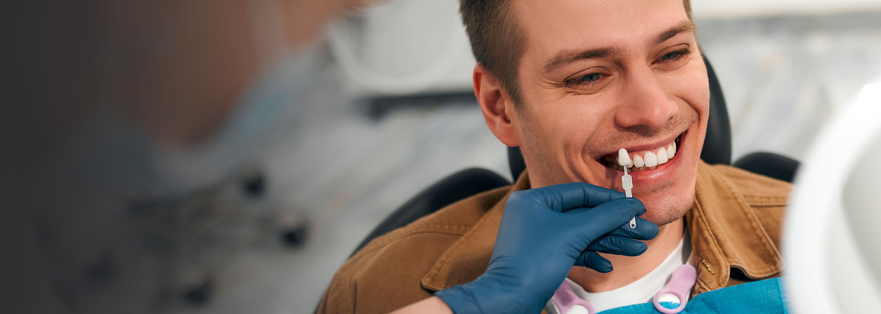 Patient having teeth whitening treatment