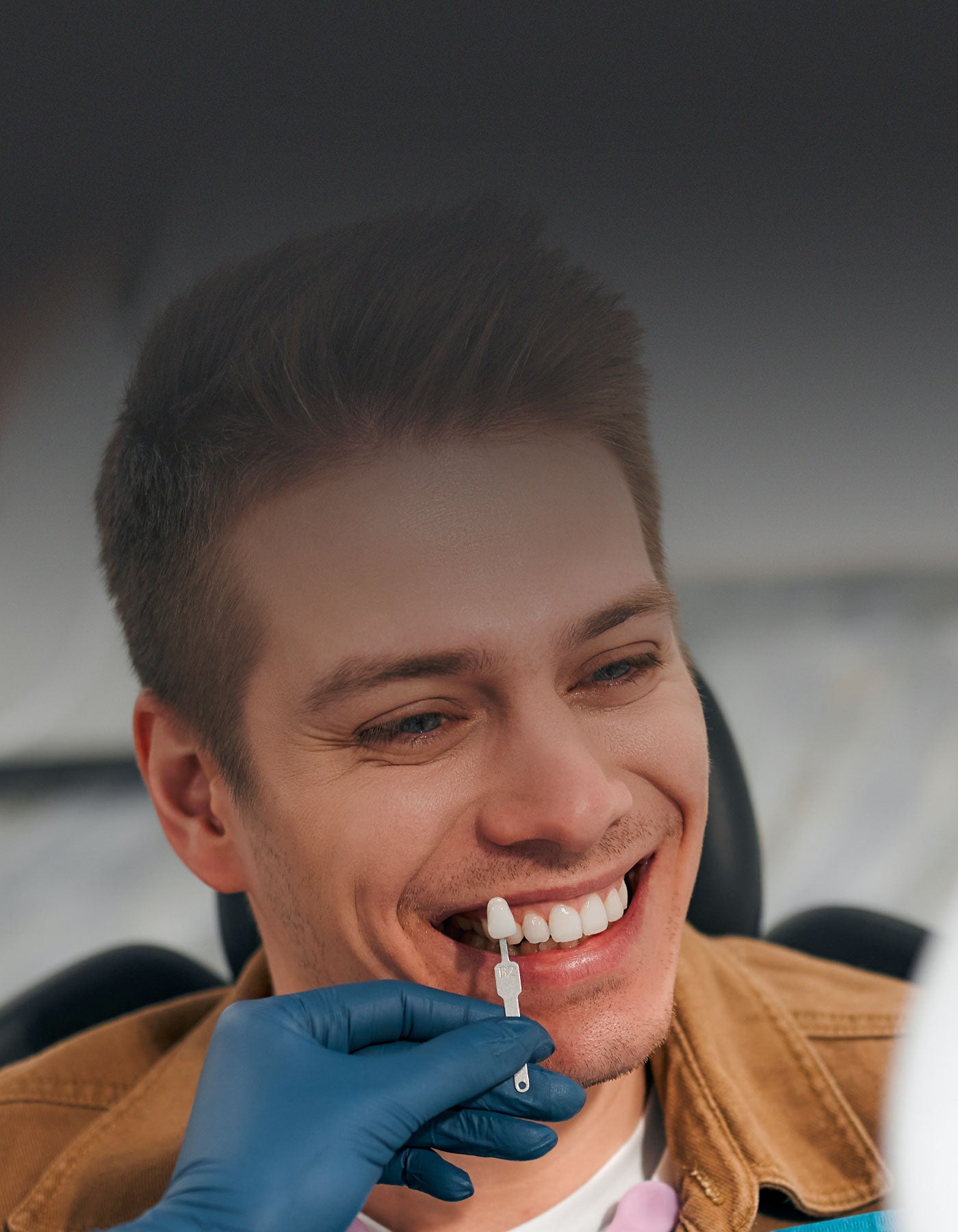 Patient having teeth whitening treatment